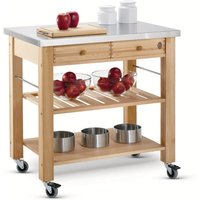 Eddingtons Lambourn Two-Drawer Kitchen Trolley With Stainless Steel Top