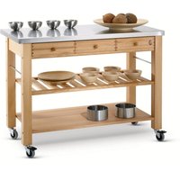 Eddingtons Three Drawer Lambourn With Stainless Steel Top Wooden Trolley