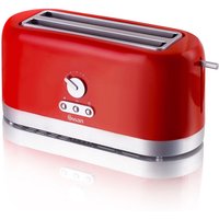 Swan 4 Slice Long Slot Toaster - Red