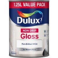 Dulux Non-Drip Gloss Paint - Pure Brilliant White - 1.25L