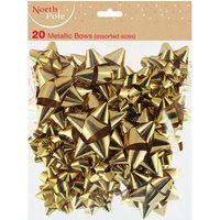 Robert Dyas Christmas Metallic Gold Gift Bows In Assorted Sizes - 20 Pack