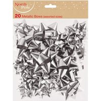 Robert Dyas Christmas Metallic Silver Gift Bows In Assorted Sizes - 20 Pack