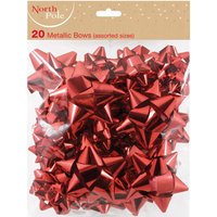 Robert Dyas Christmas Metallic Red Gift Bows In Assorted Sizes - 20 Pack