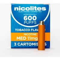 Nicolites Medium Strength Cartomisers - Pack Of 3, Tobacco