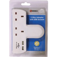 Connect It T-Shape 2-Way Adaptor With 2 USB Sockets