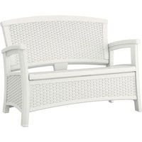 Suncast Wicker-Effect Love Seat With Storage - White
