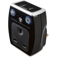 Masterplug Dual USB Charger With Surge Protection - Black