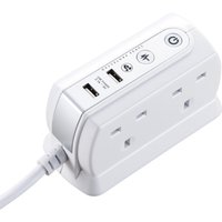 Masterplug 4-Socket 1m Extension Lead With USB Charging - White