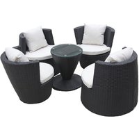 Charles Bentley 5pc Stacking Rattan Patio Table & Chairs Set - Black