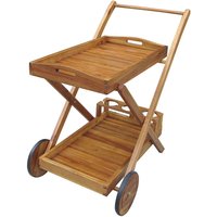 Charles Bentley Wooden Food And Drinks Trolley With Wheels And Tray