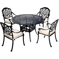 Charles Bentley Ornate Metal 5-Piece Dining Set With Cushions