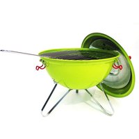 Charles Bentley 14" Portable Kettle Charcoal BBQ With Grill - Green