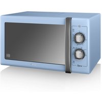 Swan Retro 900w Manual Microwave - Blue