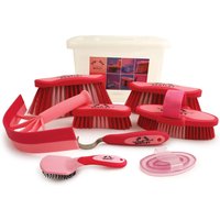Charles Bentley Slip-not 8 Piece Equestrian Grooming Kits With Carry Box - Pink