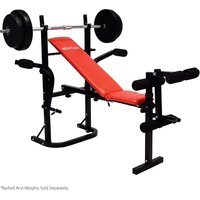 Charles Bentley Fitness Multi Use Exercise Weight Bench Gym Resistance Workout - Red