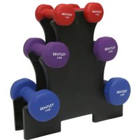 Charles Bentley Neoprene Dumbbell Weights 12kg Set With Stand