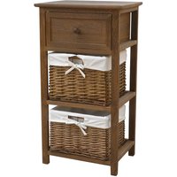 Charles Bentley Home Wooden Storage Tower With 2 Wicker Baskets - Natural