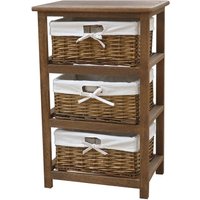Charles Bentley Home Wooden Storage Tower With 3 Wicker Baskets - Natural