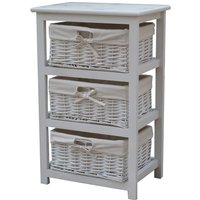 Charles Bentley Home Wooden Storage Tower With 3 Wicker Baskets - White