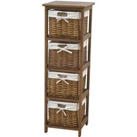 Charles Bentley Home Wooden Storage Tower With 4 Wicker Baskets - Natural
