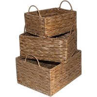 Charles Bentley Hyacinth Wicker Square Storage Basket - Brown
