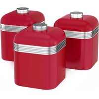 Swan Retro Set Of 3 Canisters - Red