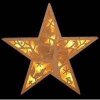 Think Gadgets Winter Night Battery-Operated Wooden Star - Wood