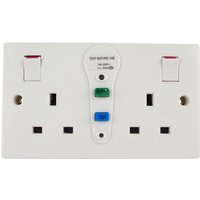 Status 13A 2 Gang RCD Switched Wall Socket