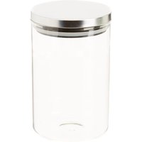 Premier Housewares Round Clear Glass Storage Jar With Metal Lid - 950ml