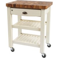 T&G Woodware Pembroke Trolley In Antique Cream Hevea With Acacia Top