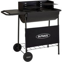Outback Half-Drum Charcoal BBQ With Twin Grill - Black