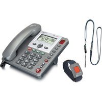 Amplicomms PowerTel 97 Alarm Big Button Corded Telephone With Wireless Remote SOS Pendant
