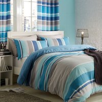 Catherine Lansfield Modern Textured Stripe Single Duvet Set - Blue