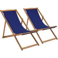 Charles Bentley Foldable Deck Chairs (Pair) - Blue
