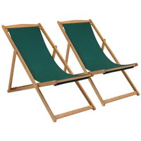 Charles Bentley Foldable Deck Chairs (Pair) - Green