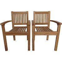Charles Bentley Stackable Wooden Garden Armchairs - Pair