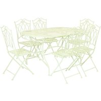 Charles Bentley Wrought Iron 6-Seater Outdoor Dining Set - Pastel Green