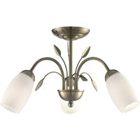 Searchlight Lighting Collection Jade 3-Light Semi-Flush Ceiling Light - Brass