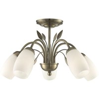 Searchlight Lighting Collection Jade 5-Light Semi-Flush Ceiling Light - Brass