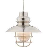 Searchlight Lighting Collection Arden Caged Fisherman Pendant Light - Satin Silver
