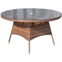Charles Bentley Verona 6-Seater Round Rattan Dining Table - Brown