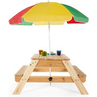 Plum Children's Rectangular Picnic Table With Colourful Parasol