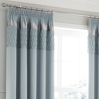 Catherine Lansfield Quilted Duck Egg Satin Pencil Pleat Curtains - Duck Egg