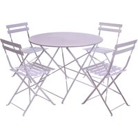 Charles Bentley 5-Piece Round Folding Dining Set - Lilac