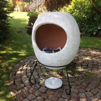 Gardeco Extra-Large Ellipse Mexican Chiminea - Light Grey