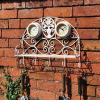Kingfisher Four Seasons Vintage Garden Clock And Thermometer Shelf With Hooks - Antique White