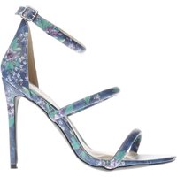 Missguided Blue Ditsy Floral 3 Strap High Heels