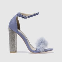 Missguided Lilac Glitter & Fur Block High Heels