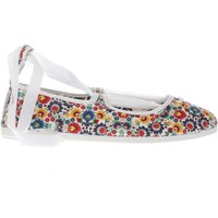 Flossy White & Blue Emma Floral Flats