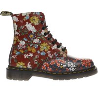 Dr Martens Red & Navy Floral Pascal 8 Eye Boots